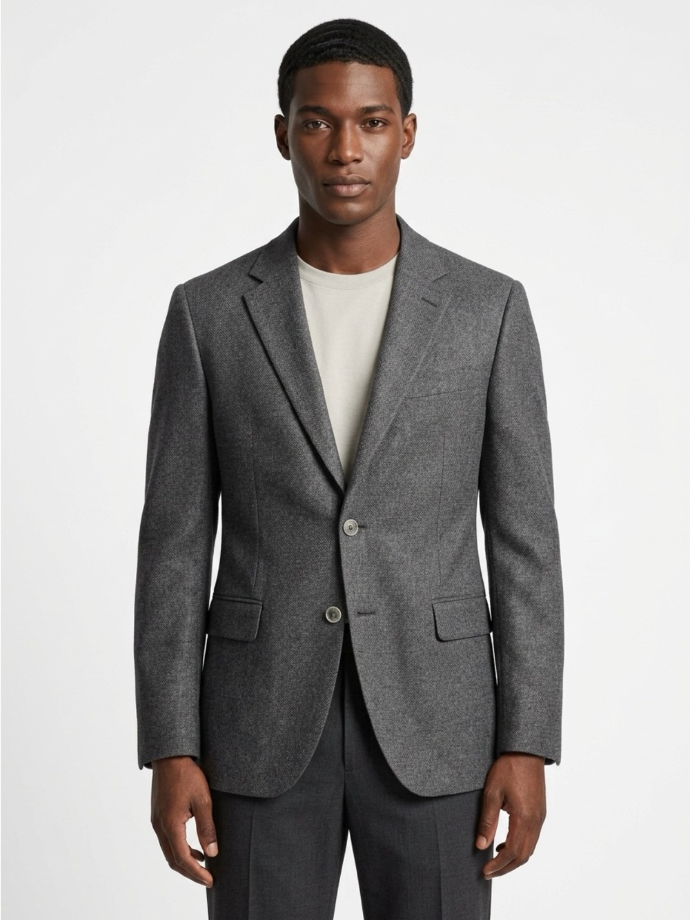Saks Fifth Ave Slim Fit Blazer Super 110s Wool Charcoal Gray 42S